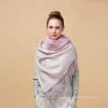 2017 preço de fábrica inverno personalizado rosa cinza duplo lado lenço de lã tecida 70 * 200cm